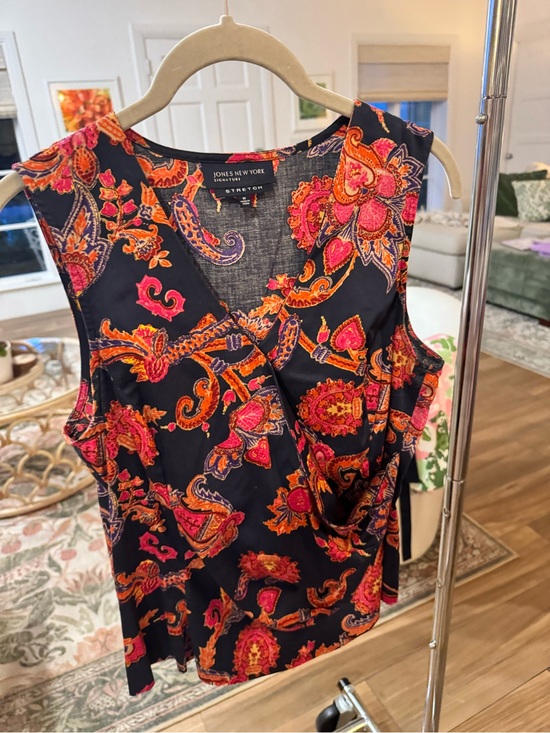 Jones New York Tops - Jones New York Navy Paisley Sleeveless Wrap Top